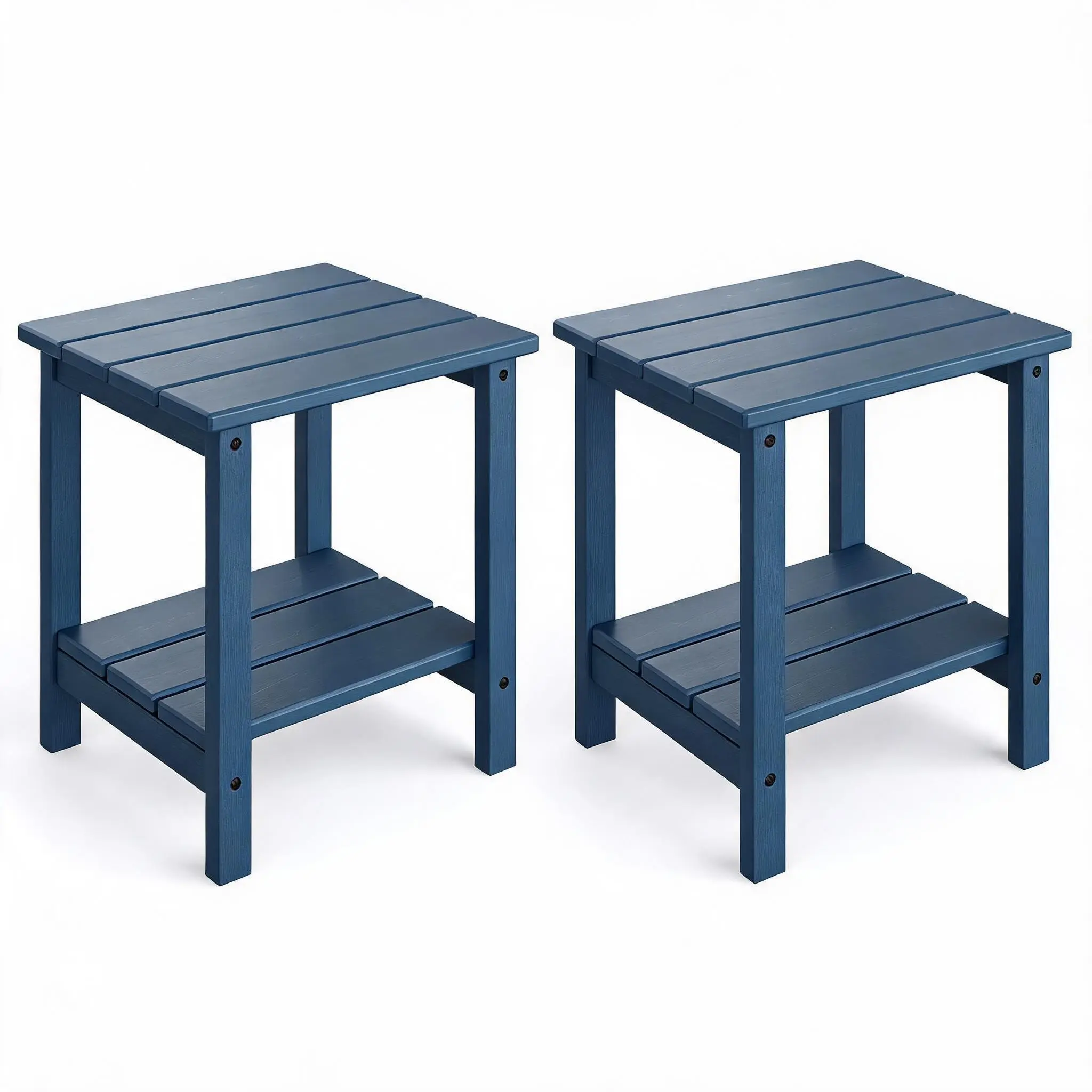 Adirondack Outdoor Side Table, 45 x 38 cm, HDPE Double-Layer Side Table, suitable for patios, pool decks, gardens, and courtyards Navy Blue, Set of 2