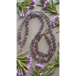 Purple & Black Beaded Jewelry Set       (4762)
