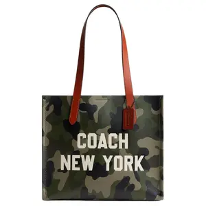 COACH Relay 34 Printed Leather Tote Bag for Men and Women – Camo Style