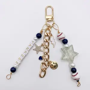 Beaded Bag Charm NY baseball