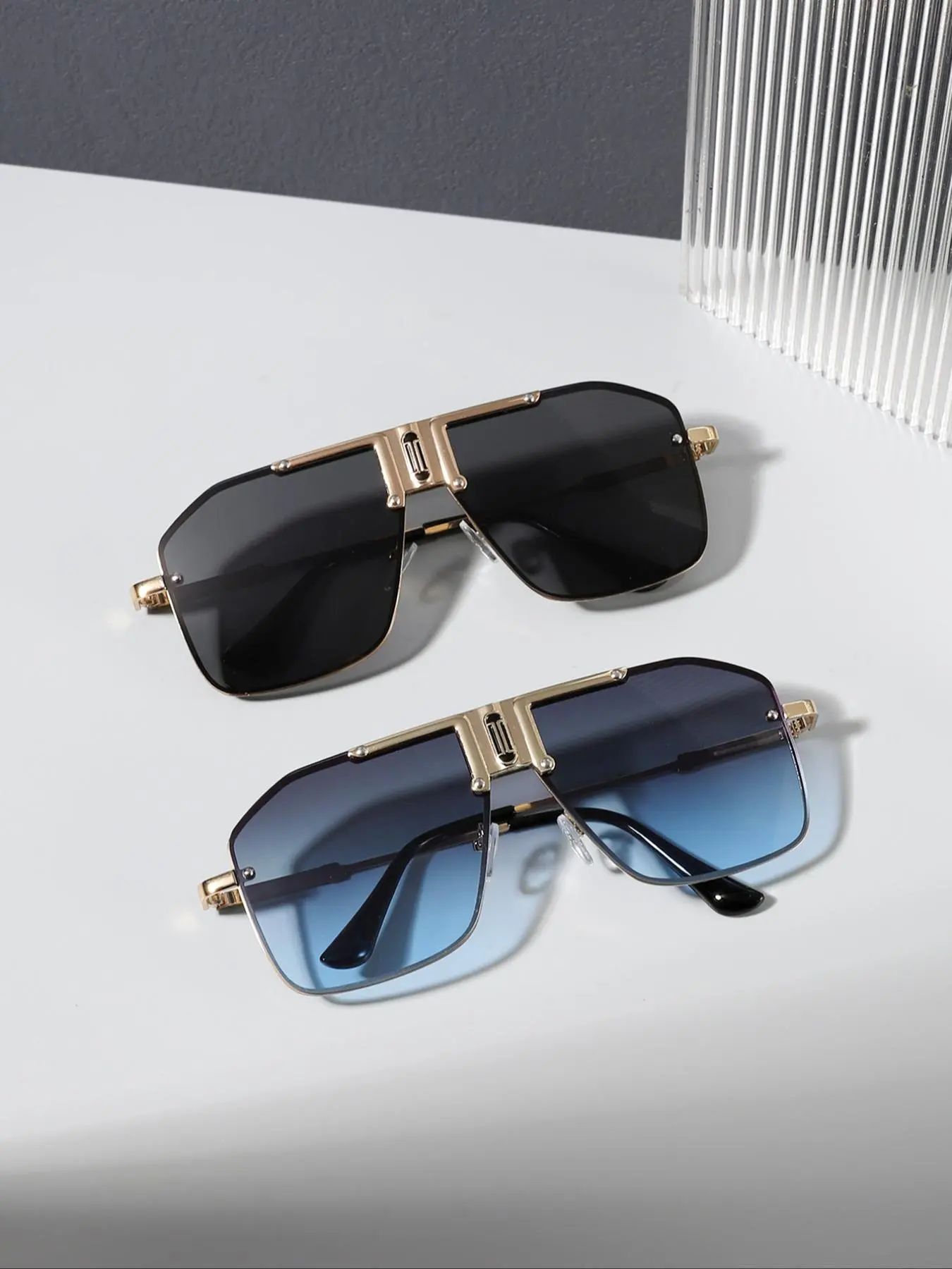 Men's All-match Aviator Sunglasses, Fashionable Sunglasses, Trendy Casual Sunglasses for Everyday Use, Sun Protective Sunglasses