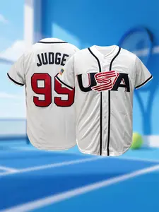 #99 USA Baseball Jersey for Men Women, Embroidered Stitched Fan Baseball Shirt with American Flag Detail, Breathable Casual Short Sleeve Sports Top for Fans Gift Theme Party Daily Wear