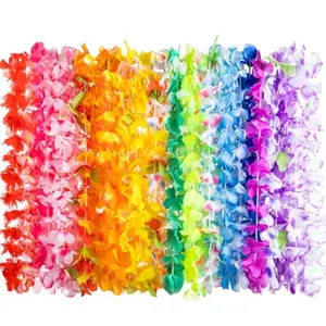 Toy 24 Counts Hawaiian Leis Bulk Tropical Flower Lei Hawaiian Lei Beach Hawaii Luau Party Favors Decoration Birthday Party Supplies