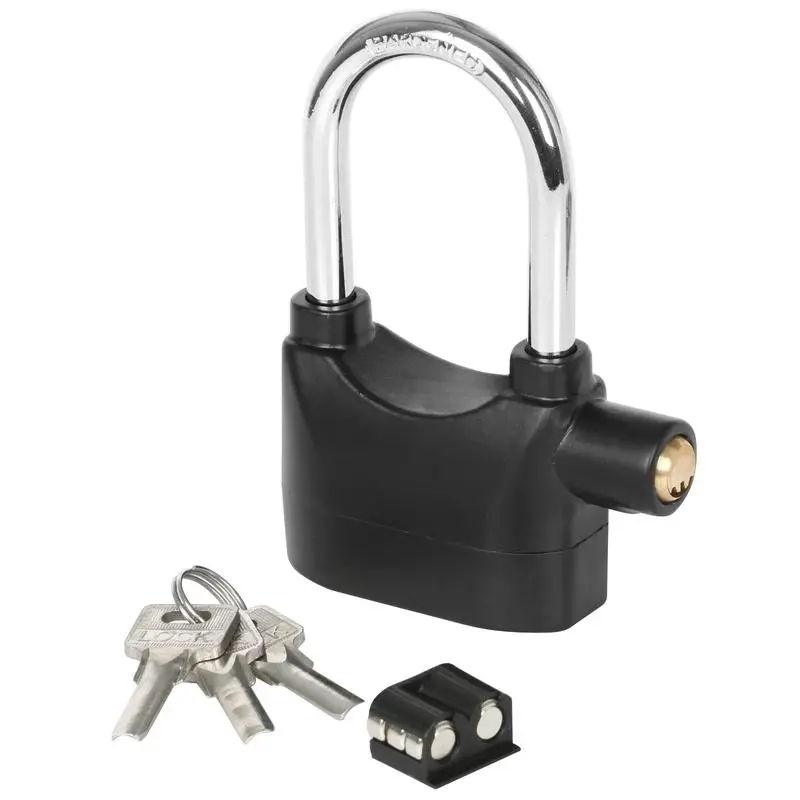 Alarmed Padlock, 110dB Heavy Duty Outdoor Stainless Steel Gate Alarm Lock with 3 Keys, High-Security Anti-Theft Lock for Garage, Shed, Fence & Storage Units