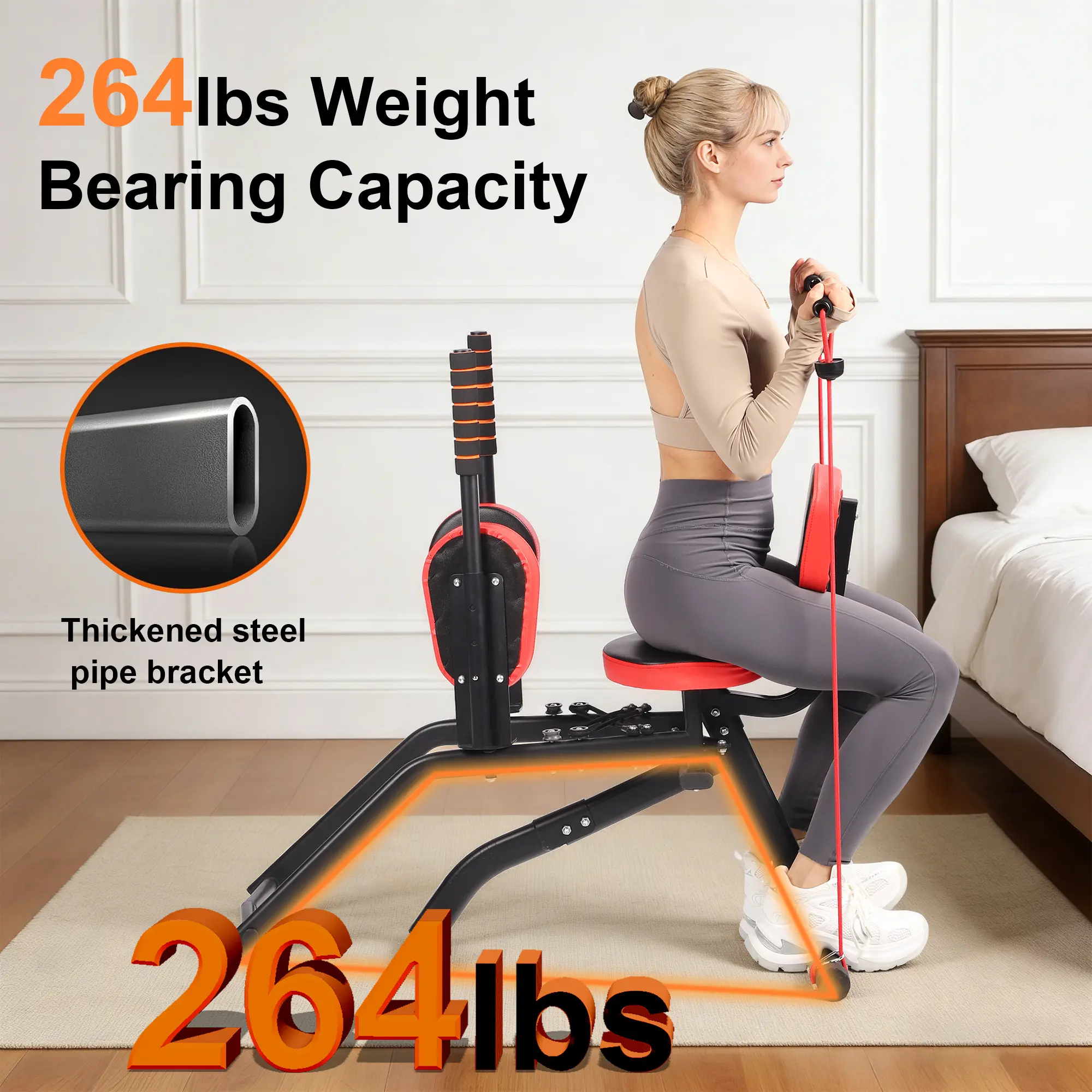 2-in-1 Hip Abductor & Adductor Machine for Home Gym Adjustable Glute Trainer Inner/Outer Thigh Workout Equipment Hip Sculpting Butt-Lifting Device For Women Men Home Fitness Gear