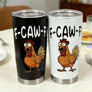 20oz Rooster Scream Fun Humorous Insulated Car Mug, Vacuum Insulated Tumbler, Home Kitchen Water Cup, Office Coffee Cup, Casual Style, Warm Time 0-6 Hours