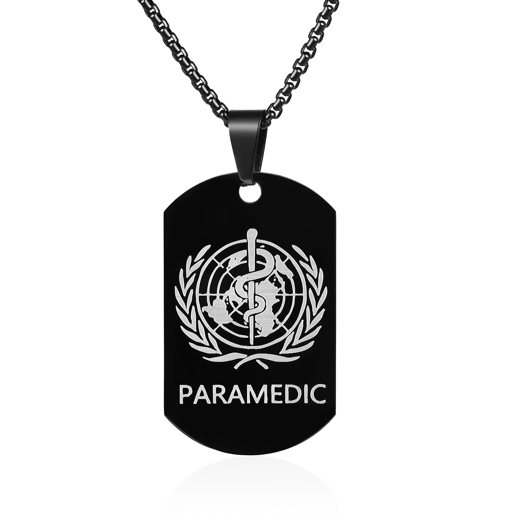 OIDEA Men's Stainless Steel Engravable Dog Tag Medical ID Pendant Necklace - 40x24mm (1.57x0.94in) 2mm Wide Box Chain, Laser Engraving, Rust-Resistant, Smooth Surface, Personalized Gift for Allergies, Diabetes, Personalized Gifts, Alert Info, Id Tags, Res