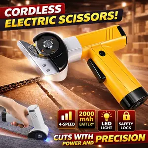 Cordless Electric Scissors–4.2VRechargeable Heavy Duty Cutter,4-Speed HD Display, 2000mAh Batterywith Safety Lock, LED Light, Long Battery Life  Easy-to-Use Wireless Shears for Cardboard.