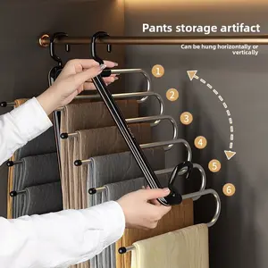 Folding pants rack for home use, multi-layer multifunctional pants hanger, non-slip and non-marking pants storage tool