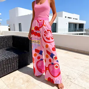Casual Tomato Print Pants, Comfortable Outfit for Holidays and Vacations