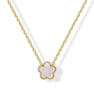 Golden Clover Necklaces for Women - Black Onyx & Mother of Pearl Gemstone Pendant Necklace - Adjustable Chain Hypoallergenic Jewelry Gifts