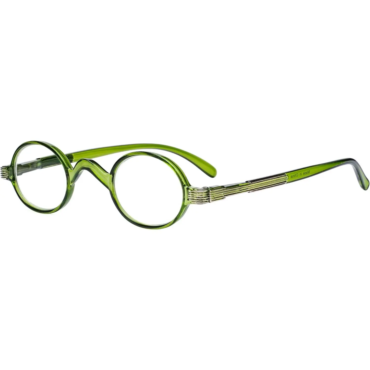 Small Oval Round Reading Glasses Vintage Mini Reader Eyeglasses for Men Women Reading with Spring Hinges Green Frame +2.75