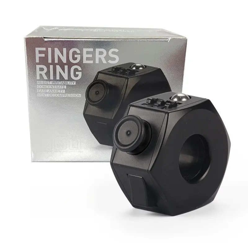 Multi-Functional Fidget Ring Toy, 6 in 1 Portable Finger Stress Relief Spinner Ring, Pocket Size Anxiety Relief Focus Fidget Cube Ring, ADHD Sensory Calming Finger Toy Party Favor Gift for Adults Teens
