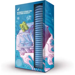 Coiled & Double-Sleeved Mechanical Keyboard , for Type-C Mechanical Keyboards (Blue)