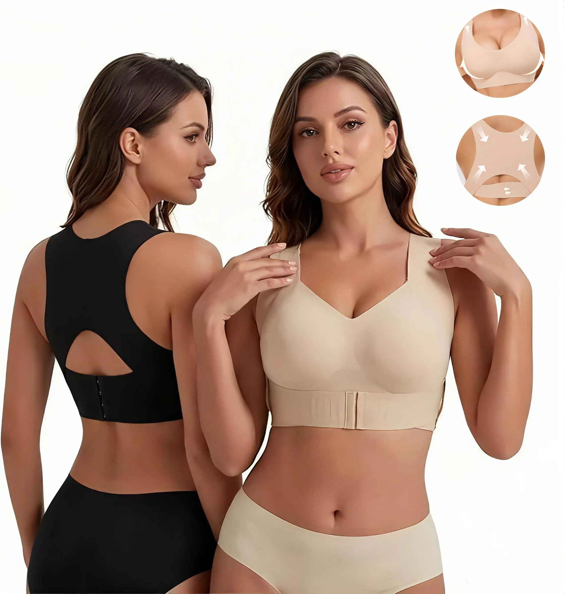 Women's Bras—Seamless back-support bras, breathable everyday wireless bras with removable pads, suitable for both exercise and everyday wear