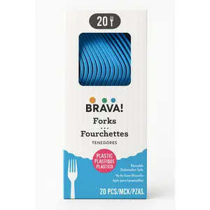 Caribbean Blue Plastic Forks - 20 Pack