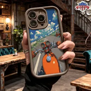 Cool Motorcycle Riding Road Trip Aesthetic Adventure Design Case for iPhone 17 16 15 14 Pro Max 13 12 11 XR XS Plus Air Slim Shockproof Anti Drop Protective Durable TPU Cover