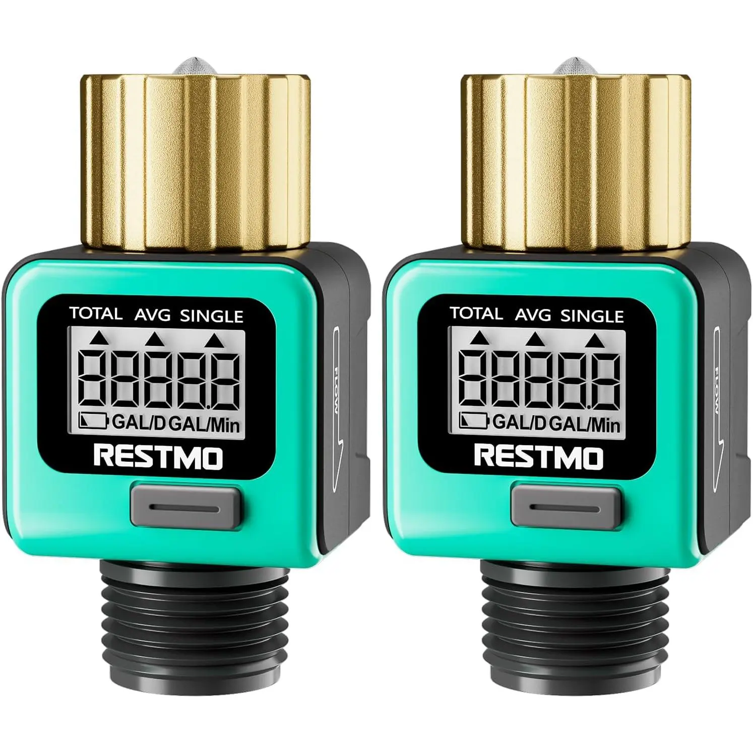 [2 Pack] Flow Meter, Pure Brass Inlet|| 4 Measure Modes| Display Gallon/Liter Usage and Flow Rate| to Track