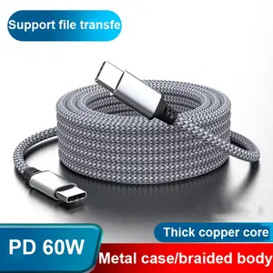 Dual Type-C Pd60w Durable Fast Charging Cable Compatible with Samsung Apple Huawei Xiaomi Cellphone Phones Laptops, High-Speed Data Transfer USB Charger, Data Sync Cable