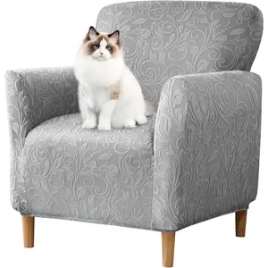 Stretch Banquet Armchair Slipcover 1-Piece Chair Covers with Arms Soft Chair Slipcovers for Living Room Armchair Furniture Protector Office Reception Reading Sofa (Light Gray)