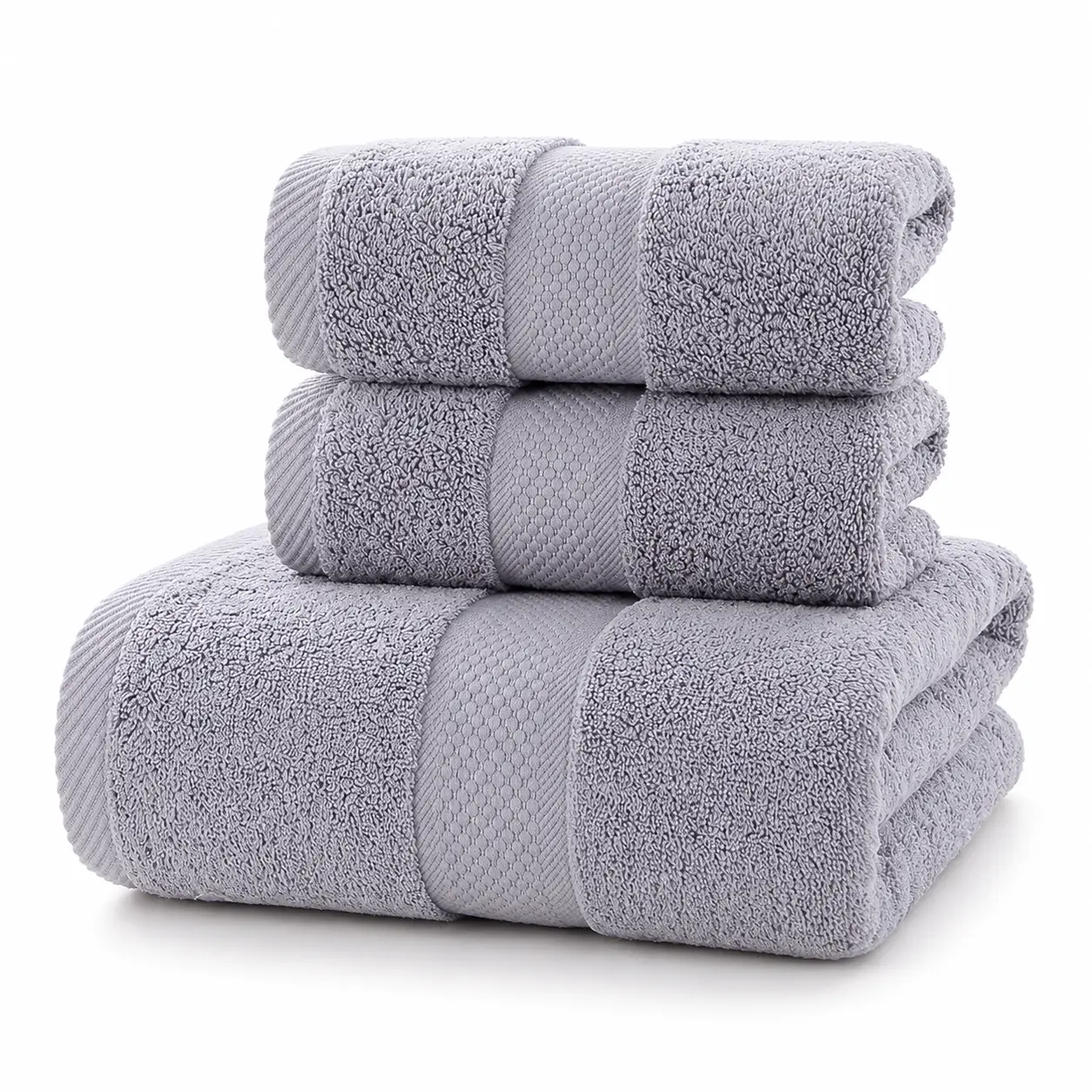 6PC Cotton Bath Towel Set, Soft Absorbent Bathroom Towels with 2 Bath Towel, 2 Hand Towel & 2 Washcloth, Plush Towel Set for Guest Bath, Hotel, Spa & Dorm