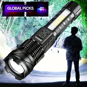 LED Torch, Portable Flashlight withZoom, High Lumens Flashlight, Zoomable Torches, Multifunctional Flashlight, USB Rechargeable Flashlight, Handheld Tactical Torch for CampingHiking Outdoors, Camping Essentials, Valentine's Day Gift #GLOBAL PICKS