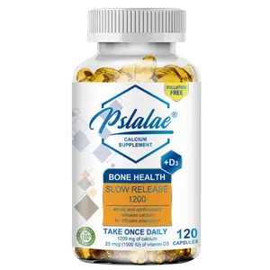 Pslalae Slow Release 1200, 1200 mg Calcium Citrate and Calcium Carbonate Blend with 1000 IU Vitamin D3, Bone Health  for Adults, Once Daily Caplets, 120 Count