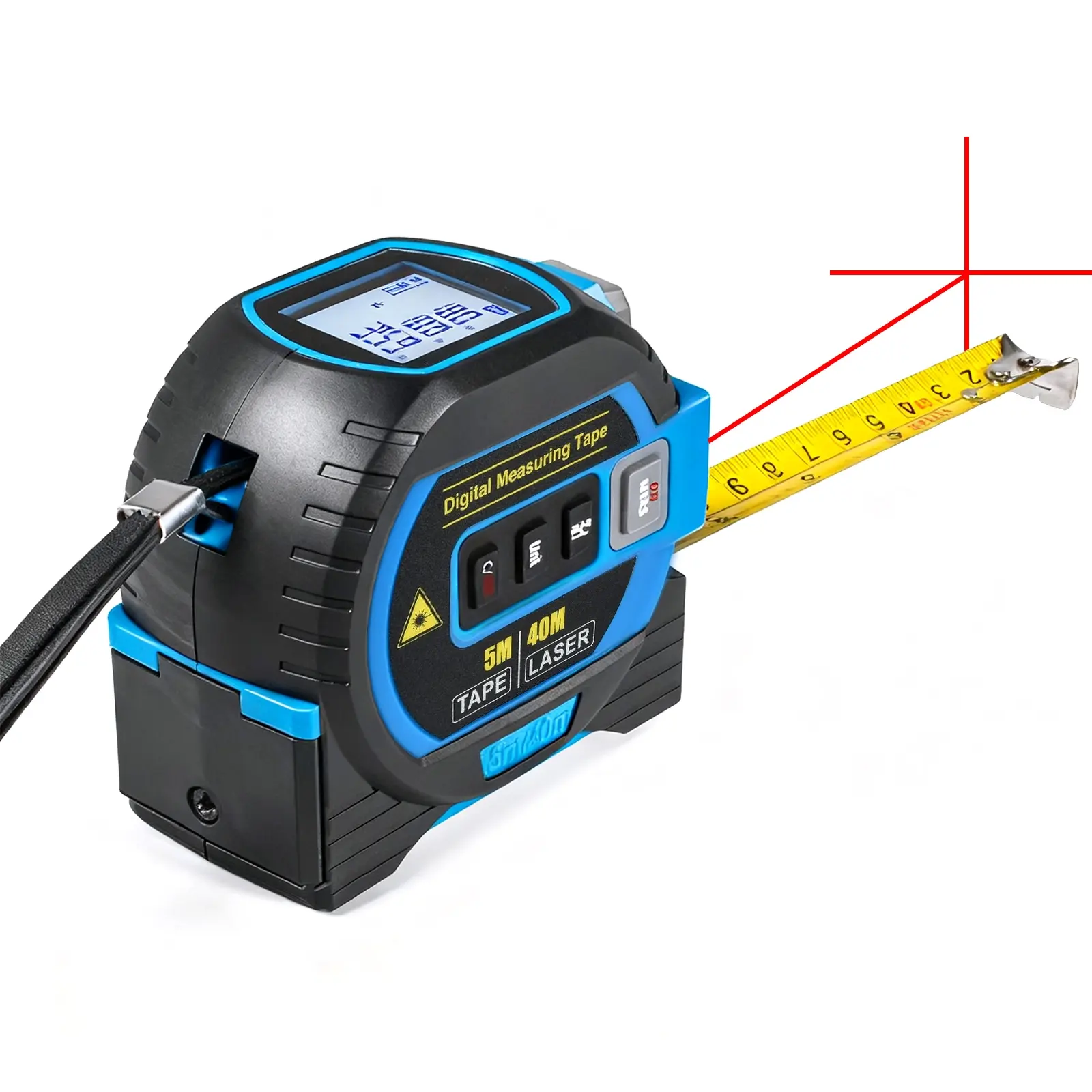 3-in-1 Laser Tape Measure 60m/196ft, Digital Distance Meter with 5m Auto-Lock Tape, Backlit LCD Display, Multiple Units ft/in/m, Professional Measuring Tool for Construction and Home Improvement