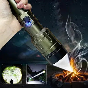 Strong Pure Aluminum Alloy Flashlight with Fresnel Lens and 5000mah Battery, Powerful Focusing Ability, Ideal for Camping, Outdoor Activities, Car Repair
