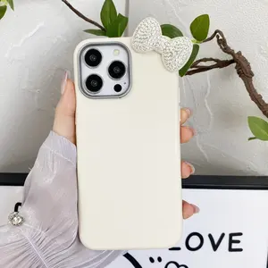 Cute Bow Decor Phone Case, 1 Count Fashion Minimalist Phone Protective Cover, Phone Accessories Compatible with iPhone & Samsung Galaxy, Casing, Protector, Smartphone, Protection, Cellphone