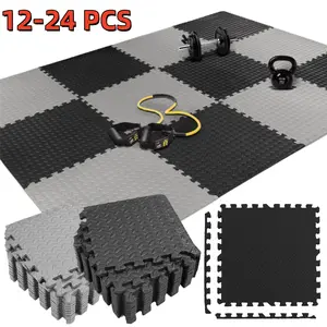 12-24 Pack Exercise Mats Puzzle Foam Mats Gym Flooring Mat Cover Set, 12x12x0.4 inch High-Density EVA Interlocking Foam Floor Tiles Protector Mat Non-Slip Waterproof, Easy to Clean, Universal for Home Workout Gym Equipment and Kids' Play Areas