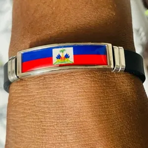 Silicone Bracelet with Haitian Flag Design - Simple Silicone Accessory Featuring a Haitian Flag Motif