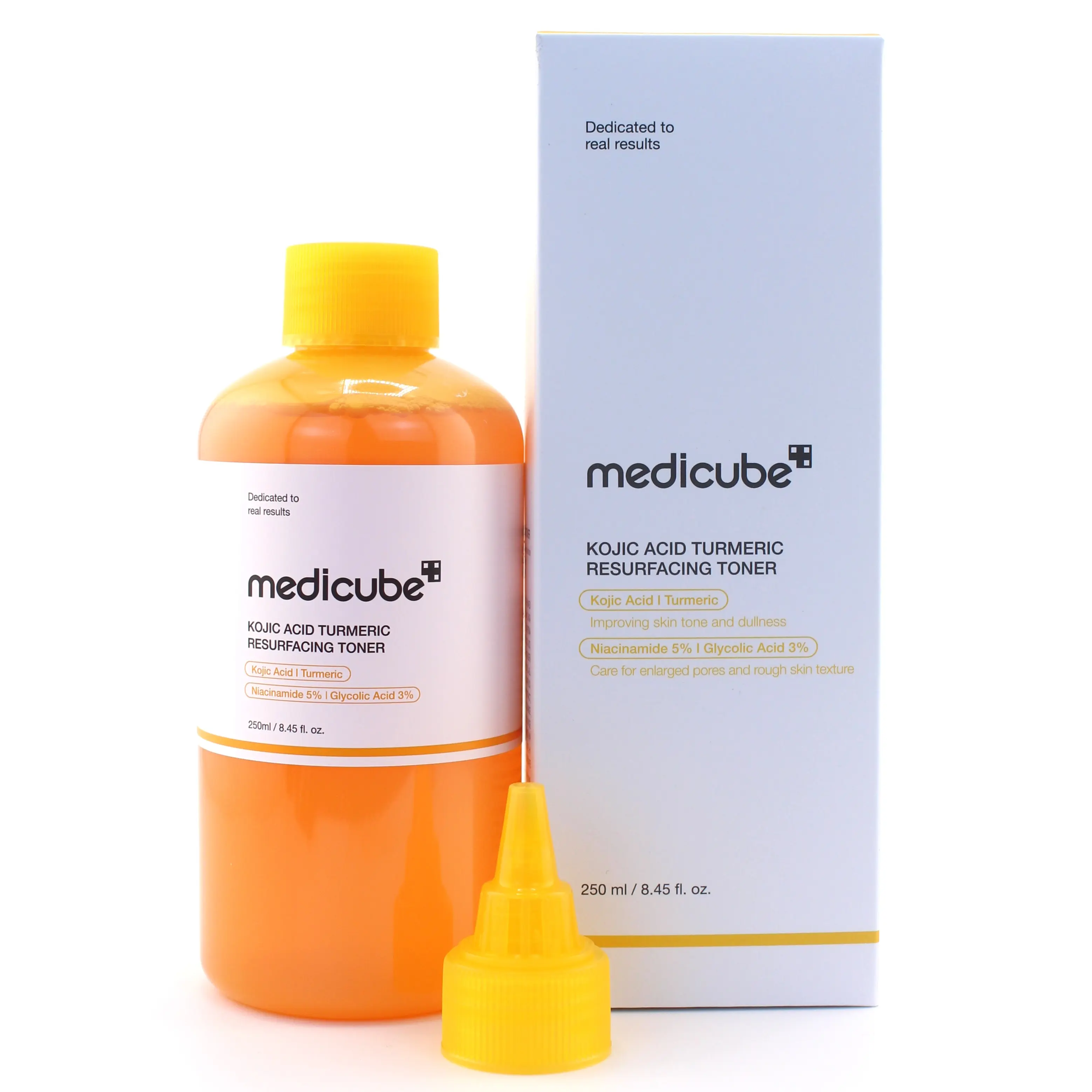 Medicube Kojic + Turmeric Resurfacing Toner (250ml) - Brightening, Exfoliating Liquid Skincare Solution with Hyaluronic Acid, Moisturizer for Hydrating Selfcare, Sensitive Skin