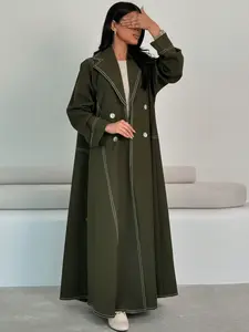 Women's Elegant Loose Fit Abaya Blouse, Plain Pattern Long Dress, All-Season Wear, Stylish Western-Inspired Clothing, Loose Abayas