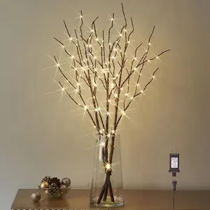 Lighted Brown Willow Branches 30IN 150 LED Plug in with Timer and Dimmer Tree Branch Lights with Warm White Lights for Holiday Christmas Home Decoration