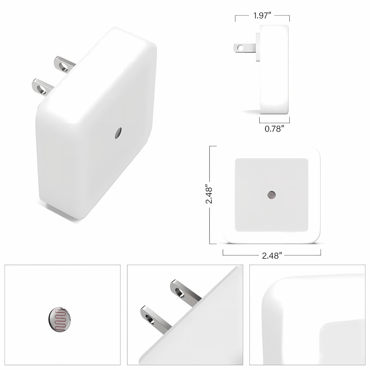 6-Pack LED Plug-in Night Lights, Dusk to Dawn Sensor Lamp, Warm White Lighting for Bedroom, Bathroom, Hallway & Holiday Party Decor