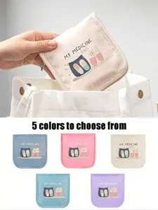Portable Medicine Bag, Small Pill Box, Vitamin Organizer, Travel Storage Bag, Pattern Print, Suitable for Daily Use, Outdoor, Travel, Multiple Colors Available