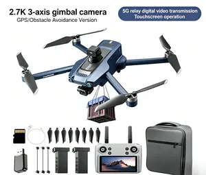 Foldable GPS Drone | 3-Axis Gimbal 2.7K Camera, 360° Laser Obstacle Avoidance, 1lb Airdrop, Long-Range HD Transmission, 2 Batteries, 5" Touch Screen RC & Sky Mobility Accessories | Pro Drone for Gift & Professional Use