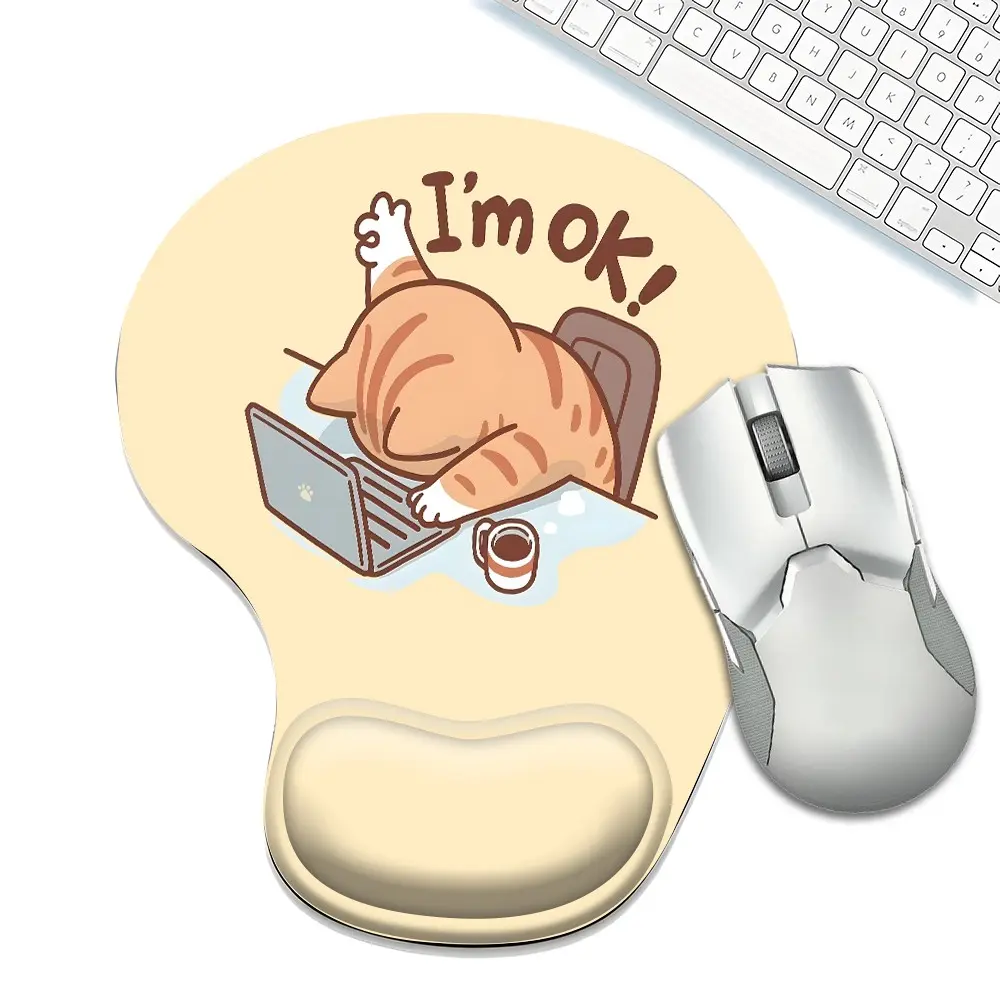 Cute Orange Cat  Ergonomic Mouse Pad with Wrist Rest, Gel Wrist Support Mousepad, Pain Relief Laptop Computer Mouse Pad, Non-Slip Mouse Pads for Office & Home