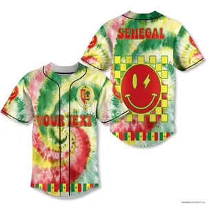 Senegal Baseball Jersey Custom Tie Dye Style