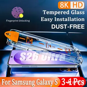 3-1PCS HD Tempered Glass For Samsung S26 Ultra S24 FE Screen Protector For Samsung S25 Ultra S25 Edge Easy Install Auto-Dust Box