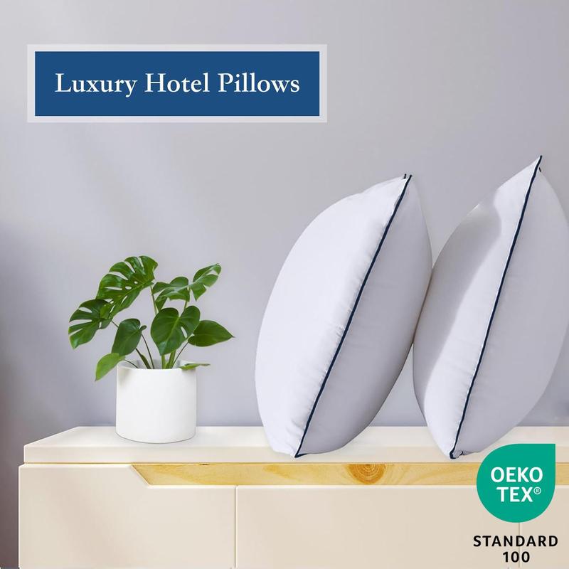 Aoceki Star-rated Hotel Quality White Pillows Set of 2 Lightweight Soft Quick Rebound Support for Head Neck Ideal for Back Stomach Side Sleepers OEKO-TEX Standard 100