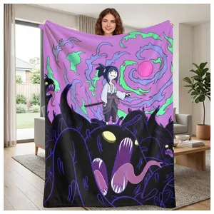 Adventure Time NARUTO Flannel Blanket Dark Fantasy Demon Art Print Soft Cozy Warm Lightweight Decorative Throw for Bedroom Living Room Sofa Office Gift Suitable as a gift sizes 60*80,30*40 ,40*50 50*60