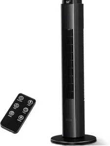 Antarctic Star 37-Inch Bladeless Portable Tower Fan 80°Oscillating,Quiet Cooling with 12H Timer Remote Control, 6 Speed, 4 Modes, LED Display,Standing Fan Powerful for Bedroom Office Dorm, Black