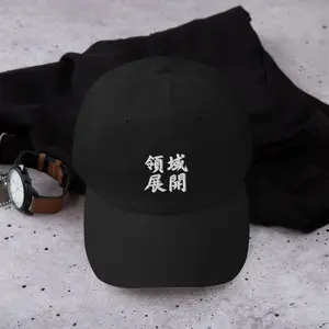 Domain Expansion in Japanese Dad Hat, Japanese Kanji Symbol Unisex Embroidered Hat, Japanese Letter Baseball Cap, Japanese Streetwear, Jujutsu Kaisen Strapback Hat