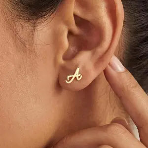 Custom Initial Stud Earrings, Minimalist Initial Earrings, Dainty Letter Charm Earrings, gift for her, birthday gift, gift for mom