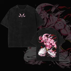 PODTIFY Limited Edition "Majin Buu" - DB Anime Oversize Lightweight Acid Washed Tee - Hoodies - Sweater, Graphic Men Vintage Streetwear, Gift For Dragon Ball Fans, Anime Lover