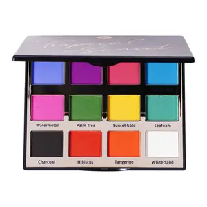 Narrative Cosmetics Talc Free 12 Color Tropical Sunset Eyeshadow Palette - 12 Bold Shades of Makeup Applicator Blend