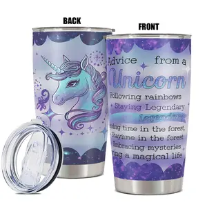 Unicorn Pattern Tumbler with Lid,  1 Count 20oz Stainless Steel Insulated and Durable Water Bottle, Birthday Gift for Friend