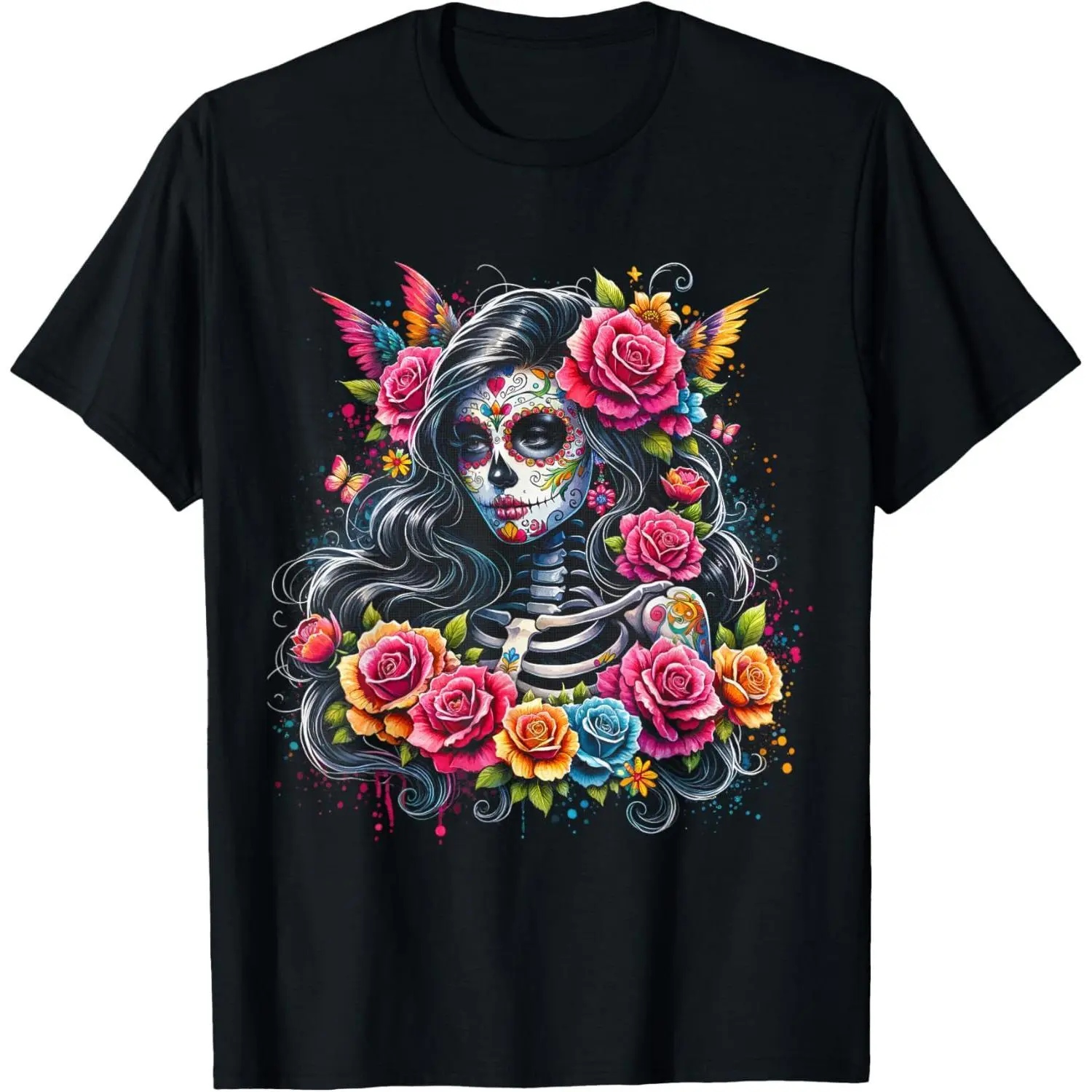 De Los Muertos La Catrina Day of the Dead Sugar Skull Women T-Shirt